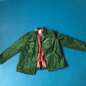 Green corduroy blazer with plaid lining Large